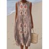 Summer new sleeveless pocket casual printing temperament long dress dress slim dress