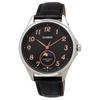 CASIO Moon Phase Round Face Black Leather Band Overseas Model Watch, Black, MTP-M110L-1AV