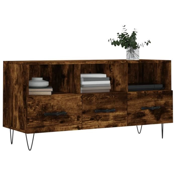 VidaXL Meuble TV chêne fumé 102x36x50 cm bois d'ingénierie 829033