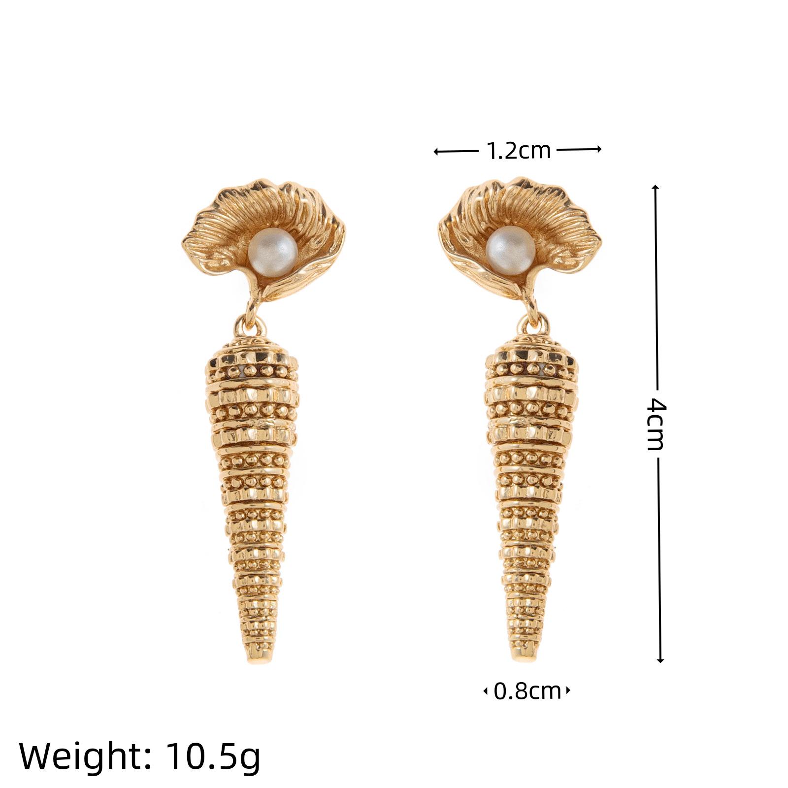 Ocean Series Pearl Shell Snail Earrings - Colorfast and Vibrant Jewelry