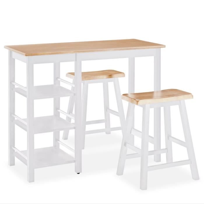 Ensemble de bar - vidaXL - 3 pcs - MDF - Blanc - 2 places - Rectangulaire