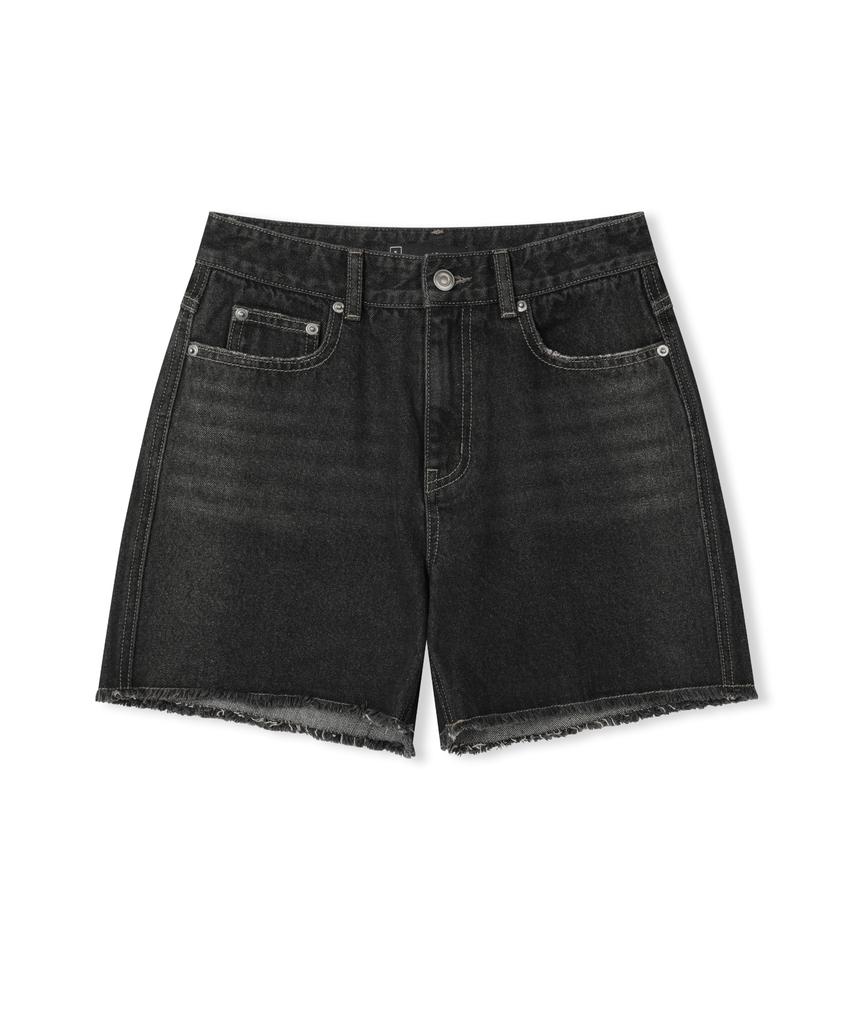 Ledeoli Back Pocket Damaged Denim Shorts [Light Blue]