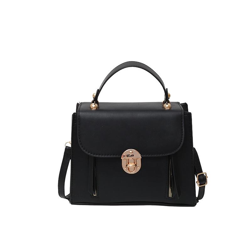 Borsa a tracolla quadrata con fibbia a lucchetto, semplice e retrò, per donna, da usare quotidianamente