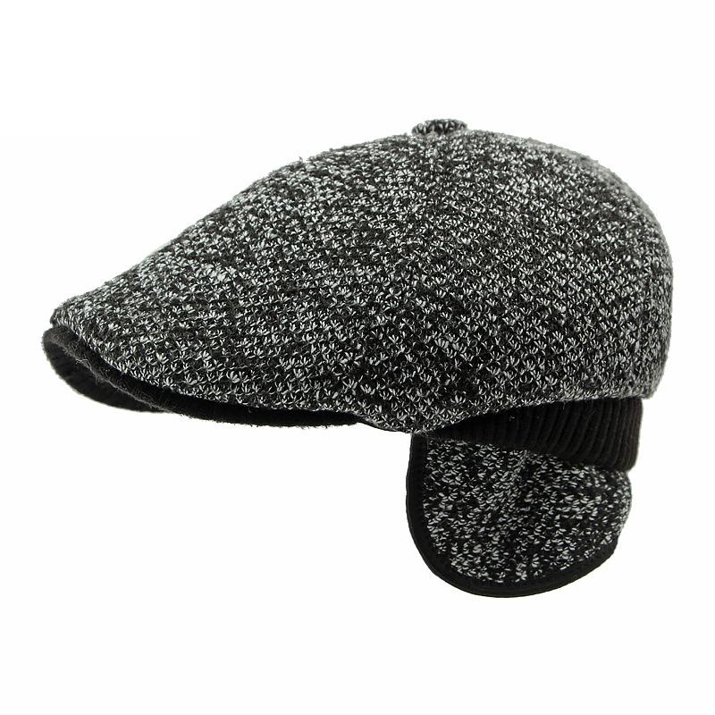 Wollmütze für Herren im mittleren und älteren Alter, Herbst- und Wintermütze, dicke warme Baskenmütze aus Samt, Ohrenschutz, Schirmmütze