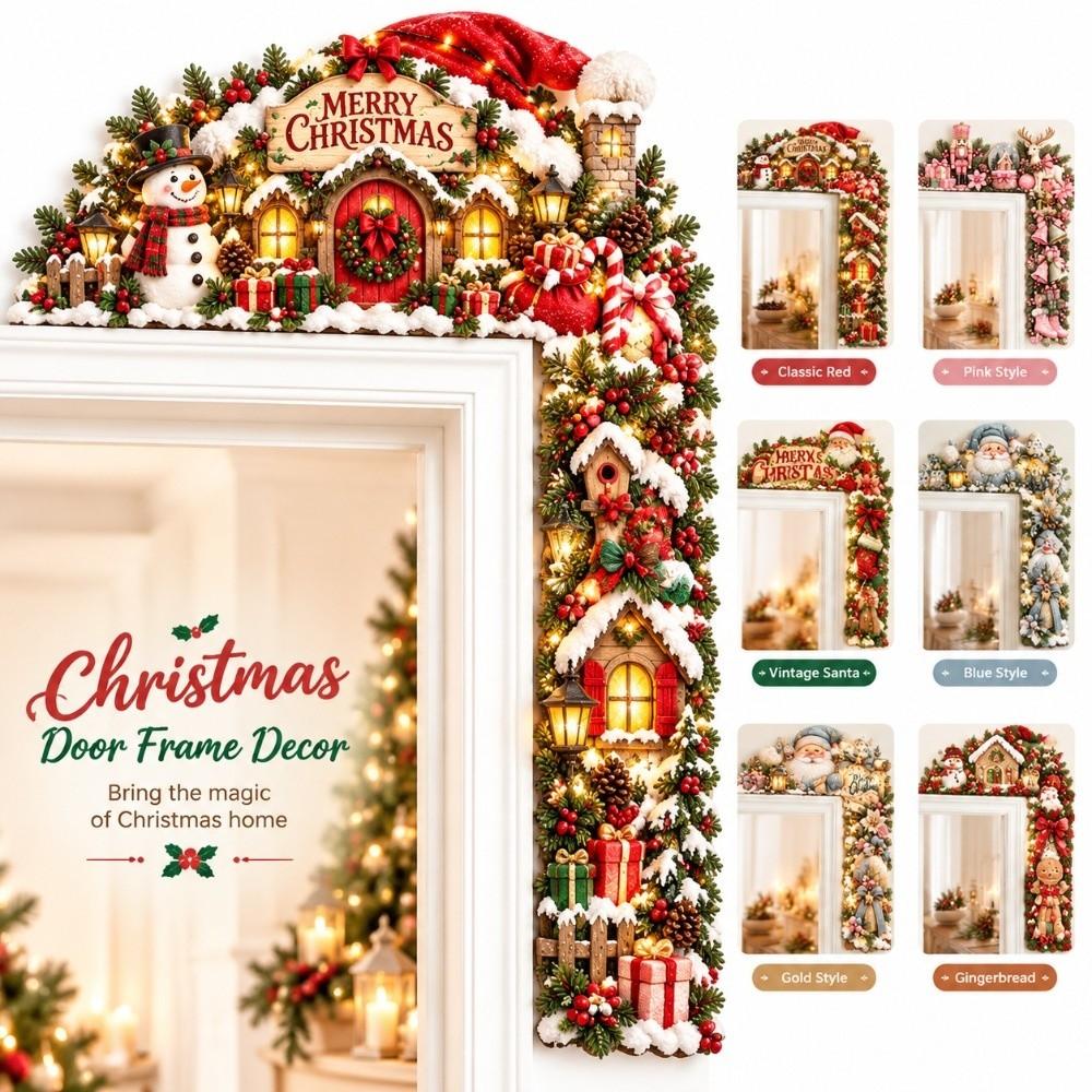 Corner Design Xmas Door Topper Festive Theme Reindeer Wall Decoration Party Supplies