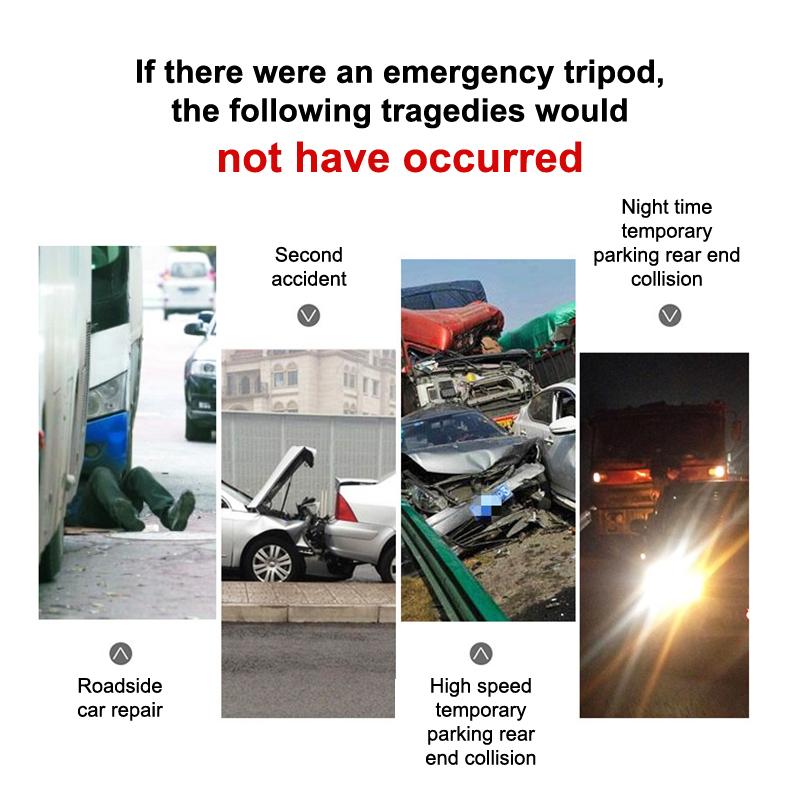 Tripé de carro com tiras refletivas, triângulo de sinalização, aviso de emergência dobrável, triângulo de advertência refletiva para carro