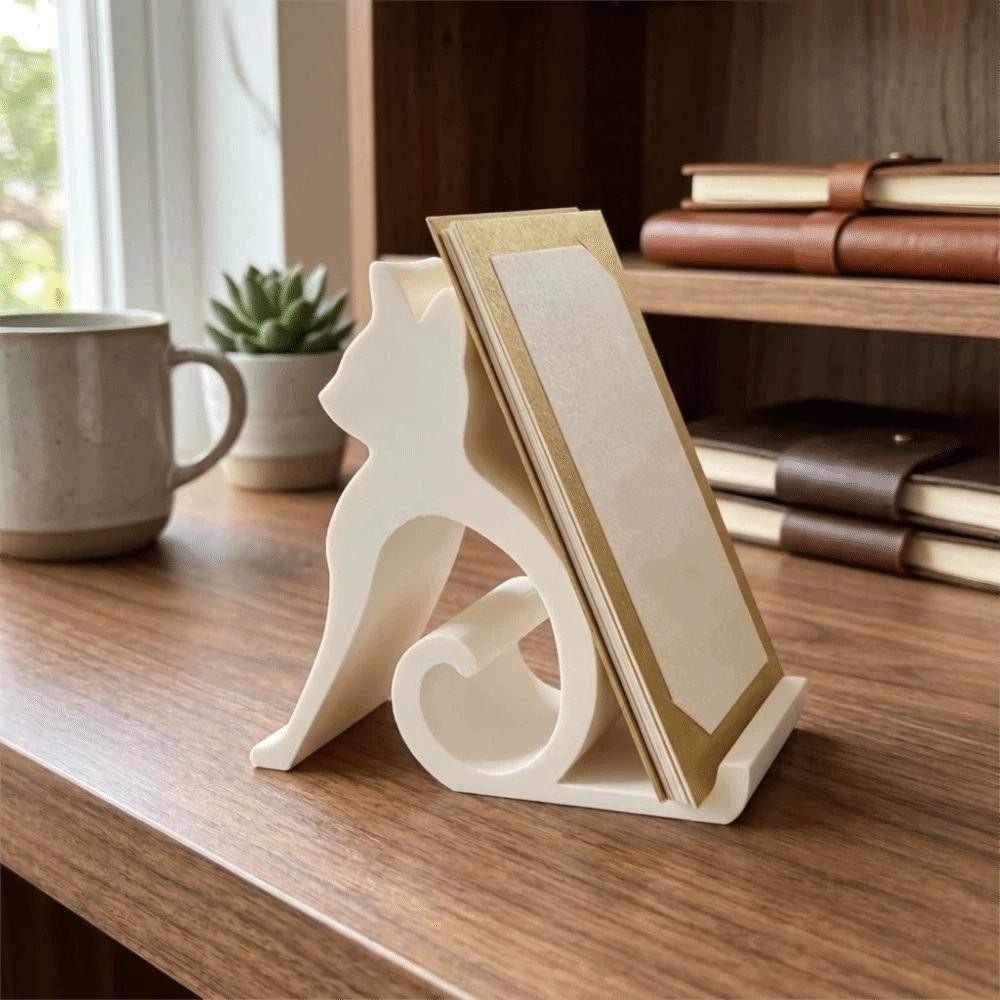 3D Printed Cute Kitten Phone Stand Lovely Desktop Tablet Holder Card Stand Organizer Small Gifts