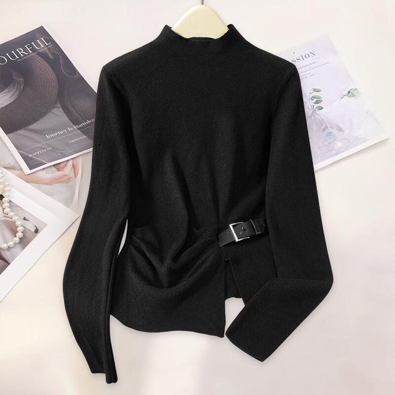 

Siboshe Women s Slim-Fit Half-High Collar Long Sleeve Knit Top S