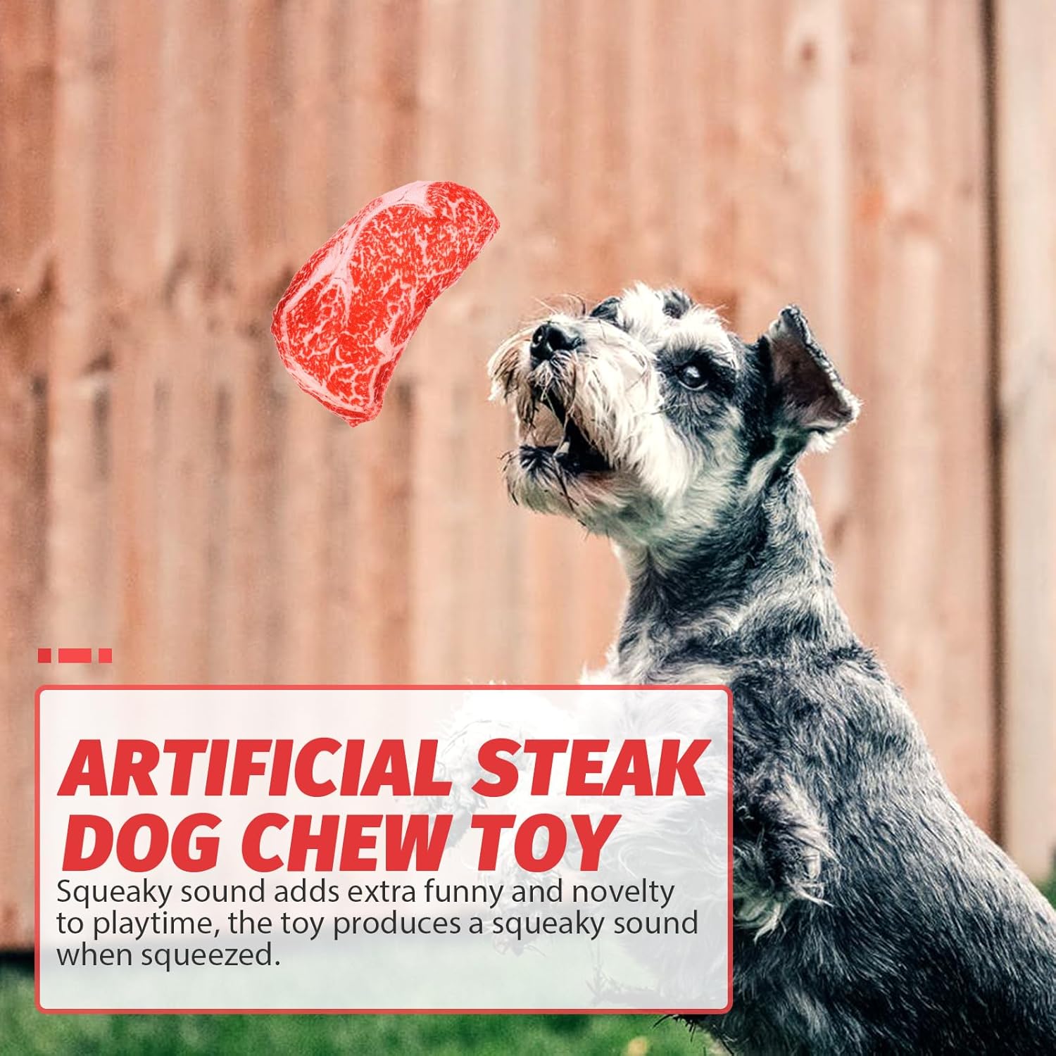 balacoo Simulated Steak Dog Chew Toy Realistic Squeaky Toy for Puppies Soft Oxford Chewing Teething Playtime Novelty Sound for Dogs