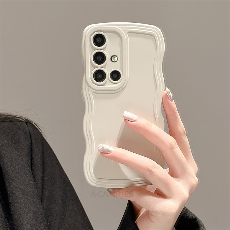 A 51 71 12 Curly Wavy Liquid Silicone Case For Samsung Galaxy A51 A71 4g A12 5g A50 A21s A30 A20 A04 Protect Soft Cover A14 A24