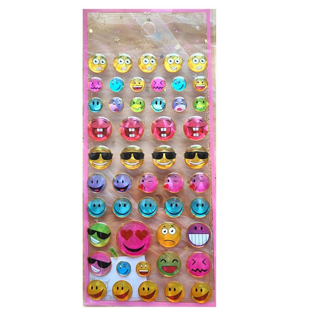 4-Piece Cute Cartoon Smiley Round Stickers - Kindergarten Kids' Face Reward Stickers for Hand Accounts, Diaries & Notebook Decor