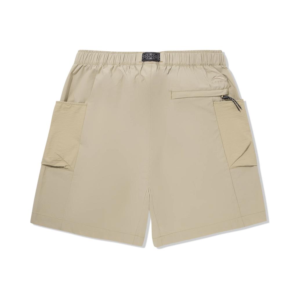 Li-Ning Plain Mid-Rise Breathable Versatile Straight-Leg Sports Shorts Men Shorts Fleece-Brown AKSV511-4