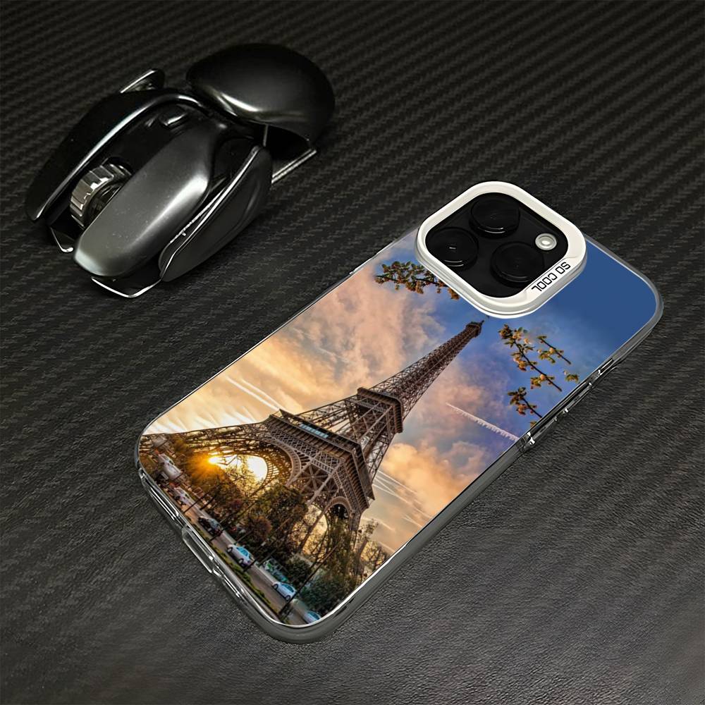 Eiffel Tower Phone Case For iPhone 16,15,14,13,12,11,Mini,Pro,MAX White Matte Shockproof Cover