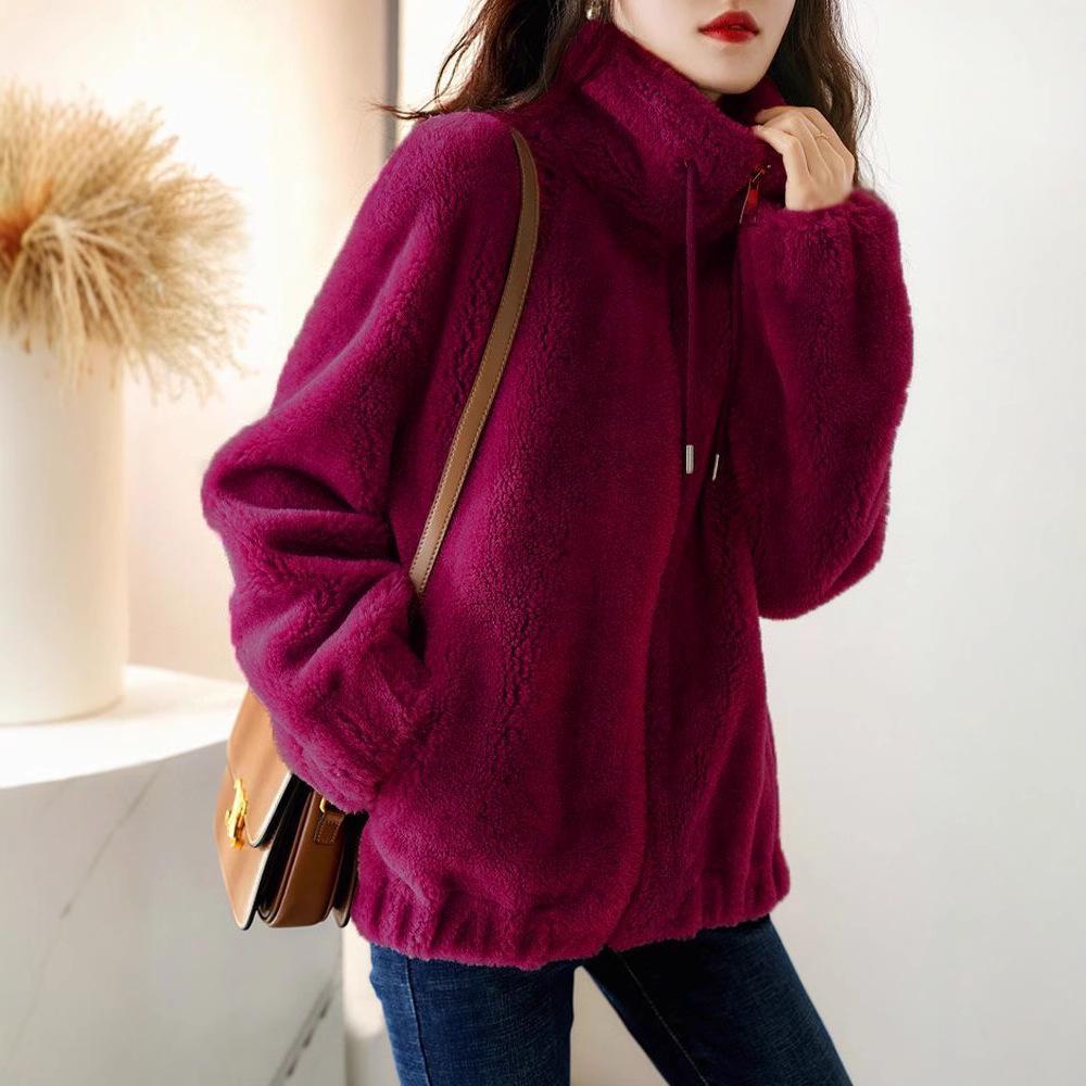 Women's Double-Sided Coral Fleece Jacket - Thick, Fleece-Lined Cardigan for Autumn/Winter