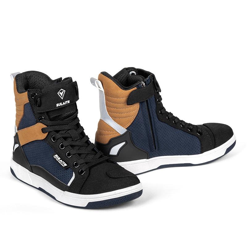 

SULAITE High Top Moto Riding Shoes Unisex Summer Breathable Motorcycle Riding Short Boots Anti-slip Protection Casual rides Gear 39 синій