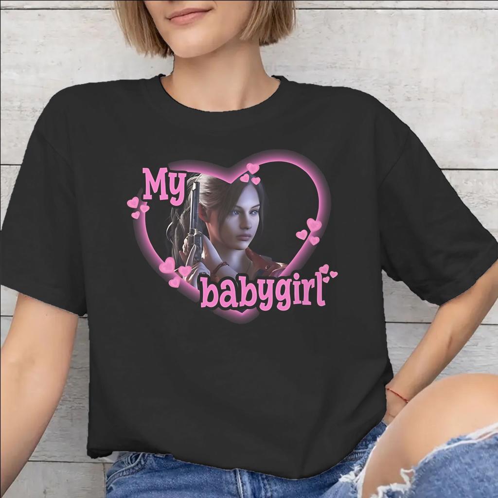 Unisex WoUnisex Printed Claire Redfield Tee T Shirt Cotton Tshirts Clothes
