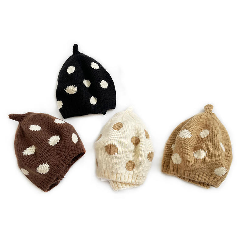 Korean Version Polka Dot Cute Baby Beret Autumn And Winter Children'S Fashionable Warm Hat