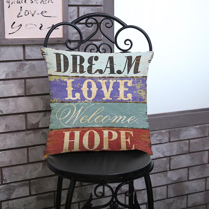 Vintage Letters Pattern Living Room Decoration Cushion Cover Love Greetings Creative Punk Pop Style Throw Pillow Case Cojines