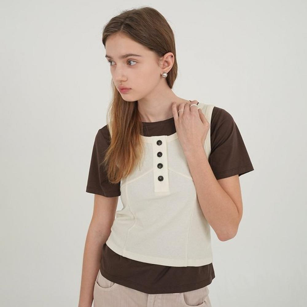 

On On Sleeveless buttOn Point New5me542 BLACK/66