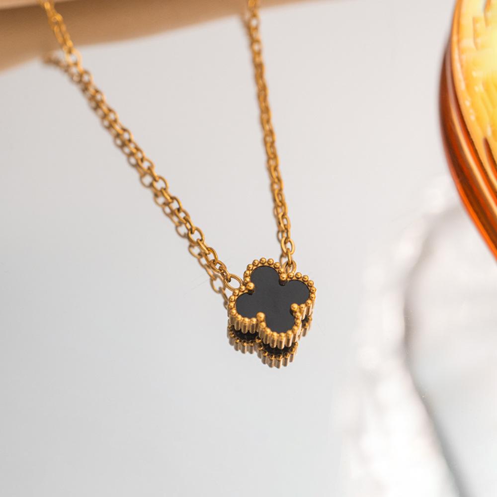 9mm Lucky Four-Leaf Clover Necklace Titanium Steel Light Luxury High-End Clavicle Necklace