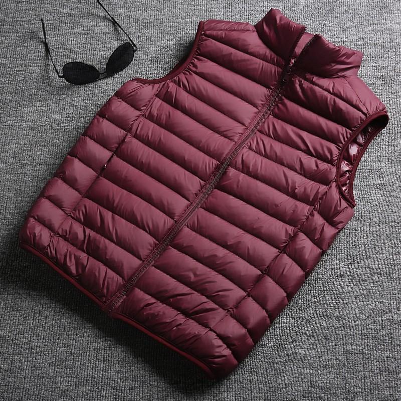 Mens Lightweight Cotton Blend Vest Winter Fall Sleeveless Puffer Gilet With Stand Collar Zipper