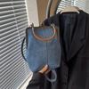 Denim Crossbody Telefoontasje Dames Kiss-Lock Portemonnee Retro Handtas met Tophengsel Verstelbare Schouderband Crossbody Tas voor Bijeenkomsten Feesten
