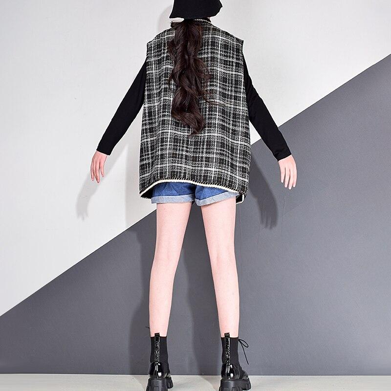 Xitao Pruhovaná vesta Módní Jednořadá Bez rukávů Ležérní Volná vesta ZP3223