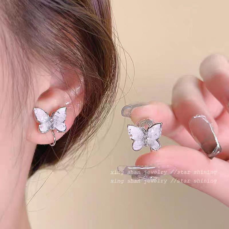 Lychee Jelly Powder Mosquito Coil Ear Clips: Elegant Chinese Style Moisturizing Earrings for Women