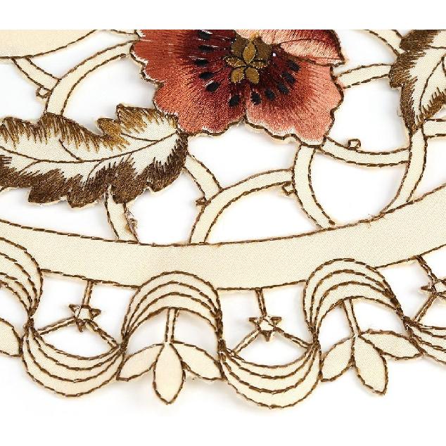 Rural Style Hollow Embroidered Tablecloth, Vintage and Luxurious Red Floral Flower Table Decor, Anti-Wrinkle Wear and Heat Resistant Table Runner