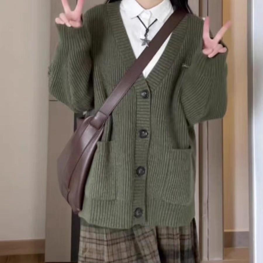 Solid Color New Style Women's Oversized Knit Sweater Cardigan Coat for Autumn Winter