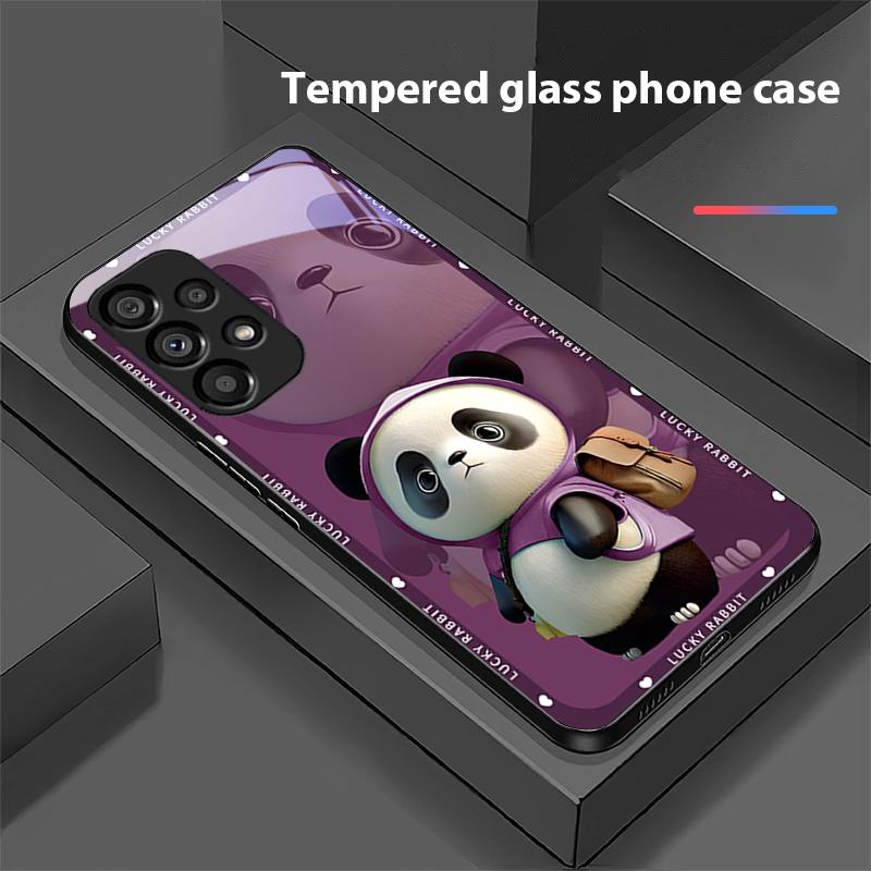 Rucksack Bär Schwarz Für Samsung Galaxy S 8 9 10 20 Plus 21 FE 22 23 24 Ultra S7 Edge Schwarz Gehärtetes Glas Handyhülle Hartschale