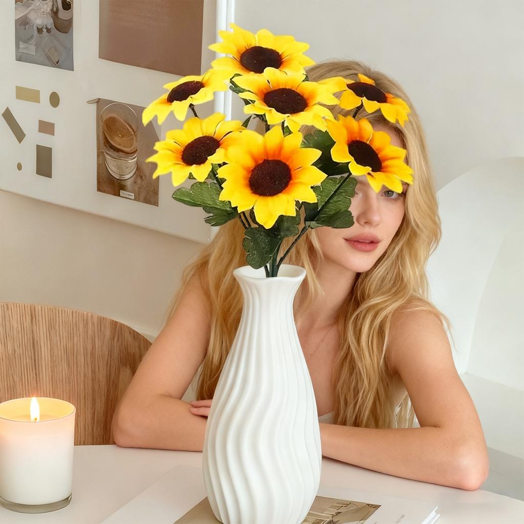 Decorațiune Floare Soarelui Artificială, Flori de Plastic Rezistente la UV, Potrivite Pentru Decorarea Interioară și Exterioară a Grădinii de Nuntă, Terasă, Nu Se Decolorează