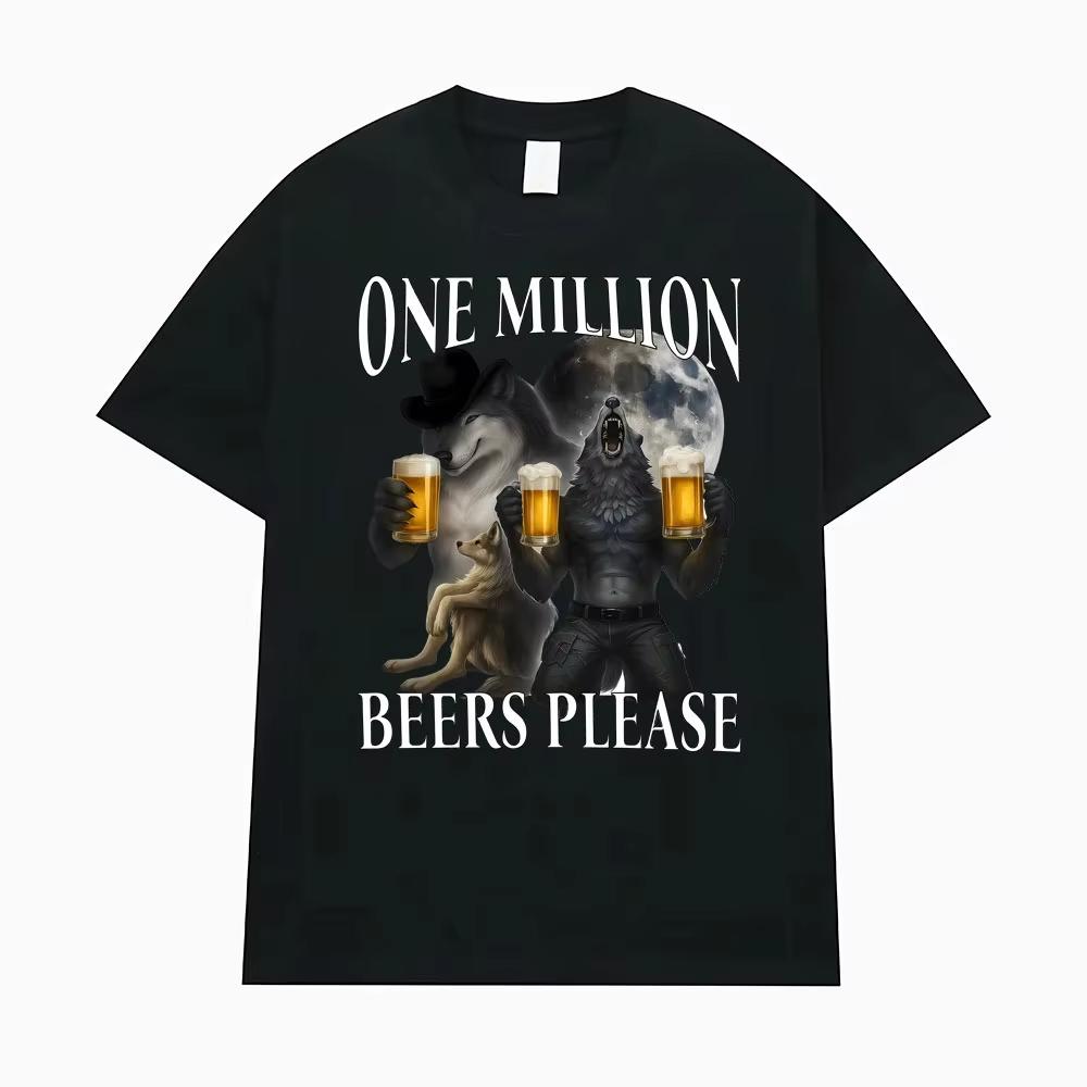 

Gym One Milion Beers Wolf Meme T-Shirts Cringe Werewolf Meme Edgy Dark Humor T Shirt Men Women Oversized T Shirts S