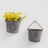 Retro Tin Wall Mounted Flower Pot Container For Indoor Outdoor Decoration With Rust Resistant Coating And Sturdy Hook