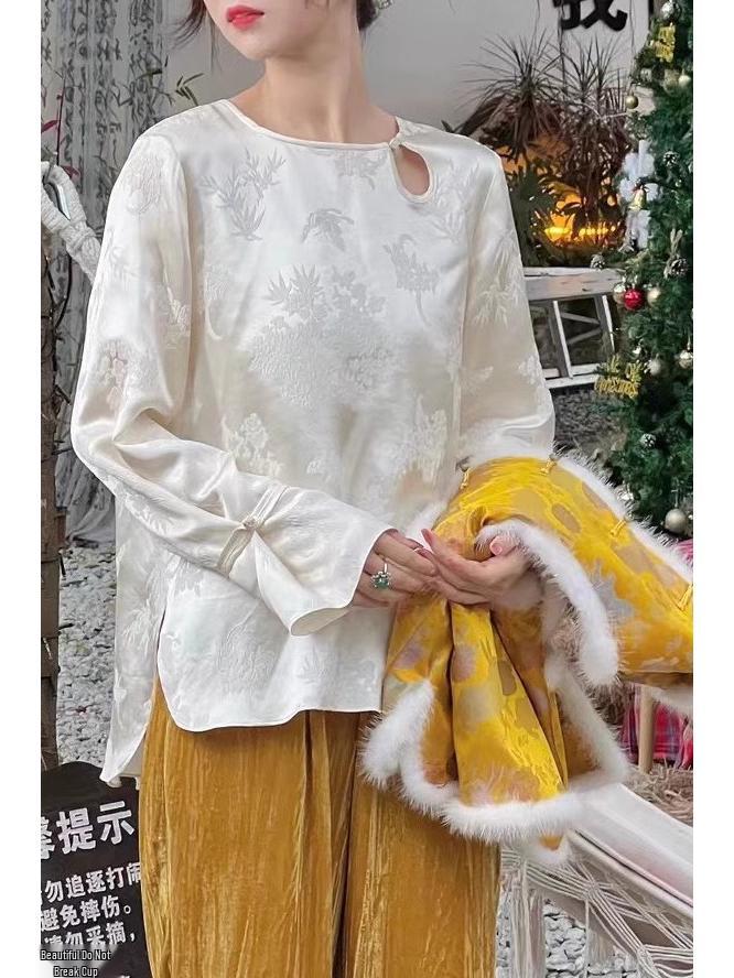 Hedvábný krep Národní styl Zenový čajový umělec Top