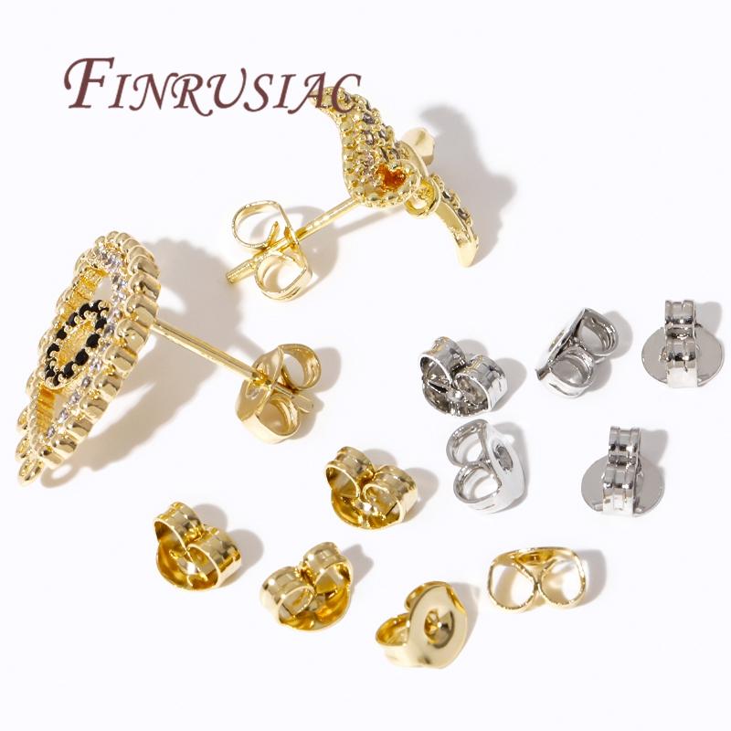 50Pcs/Lots Ear Locking For Studs Earing Plug 14K Gold Plated Earring Backs Stopper Supplies For Jewelry,DIY Earring Accessories