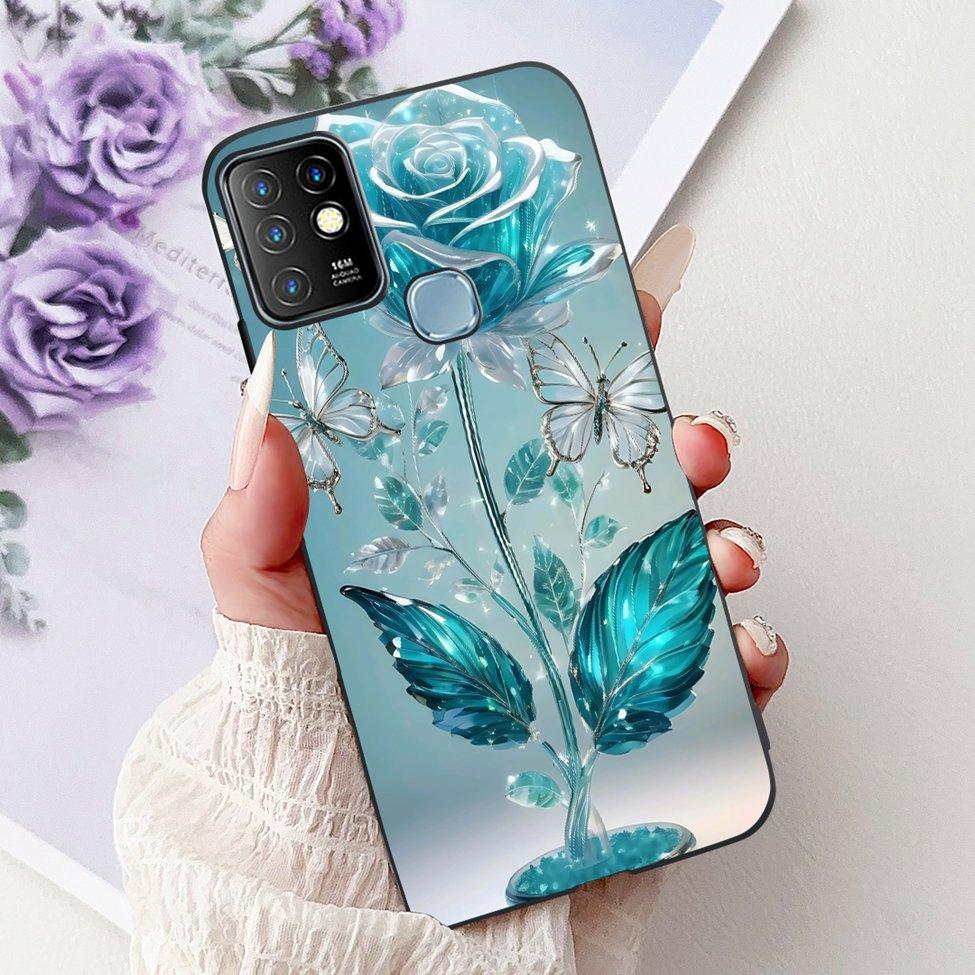 For Infinix Hot 10 Case Silicone Cute Cat Fashion Flowers Luxury Painted Back Cover For Inifnix Hot 10 Phone Case X682B X682C