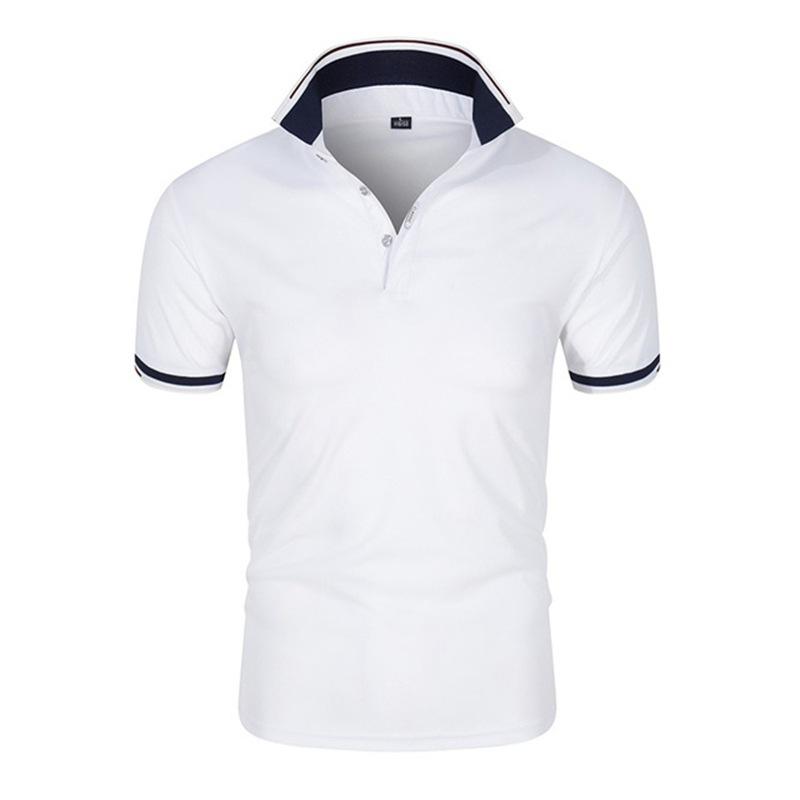 

Summer Men Polo Men Shirt Short Sleeve Polo Shirt Contrast Color Polo Clothing Streetwear Casual Fashion Men Collar Tops S білий