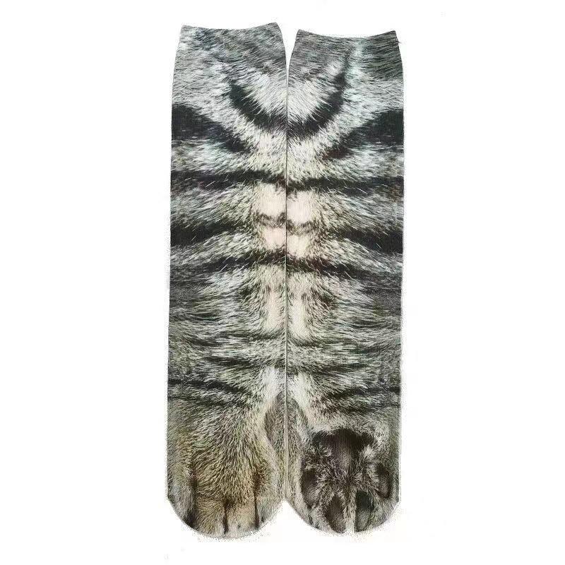 3D Animal Paw Mid-Calf Socks - Cartoon Print, Fun Hoof Design for Adults, Cat & Dog Styles