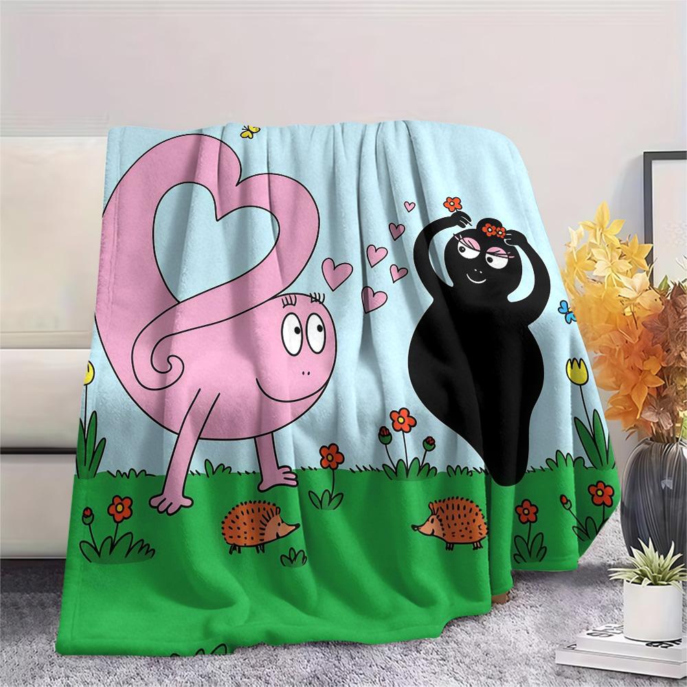Barbapapa2 Flannel Blanket, High quality Comfortable for All Seasons, Home Decor, Warmth and Comfort
