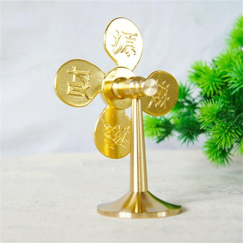 62KD Metal Windmill Model Antiqued Brass Pinwheels Statue Indoor Decors Wealth Dining Table Centerpieces Desktops Decors