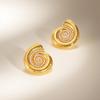 Fashion Stainless Steel Conch Imitation Pearl Earrings, Gold Plated Hypoallergenic Stud Earrings for Women, Luxury Party Jewelry