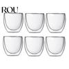 6 Stück 80 ml doppelwandige, wärmeisolierte Glas-Espresso-Teetasse