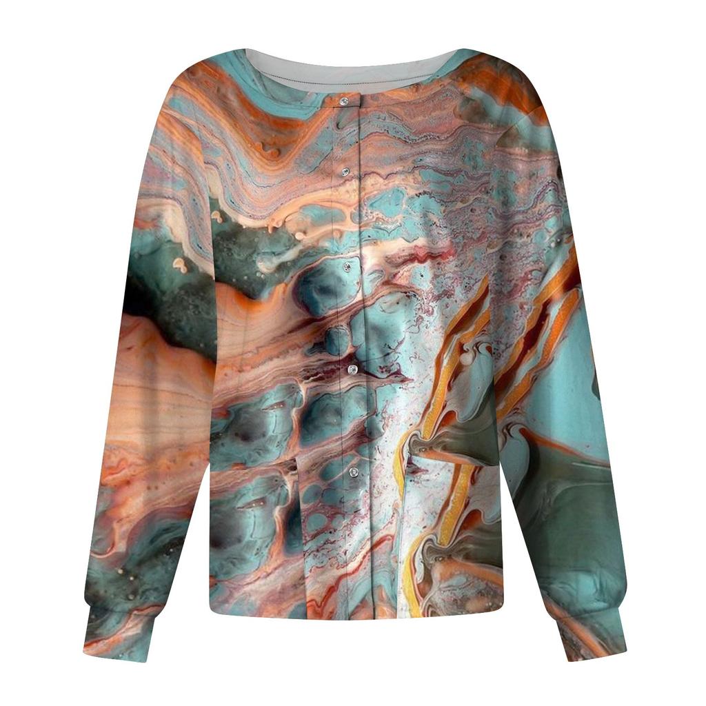 Ženy Vzor s dlouhým rukávem Kapesní Pracovní stojáček Jednořadý ochranný overal Cardigan Bunda Top