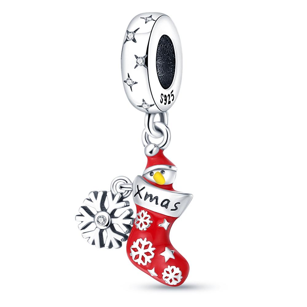 Silver-Plated Christmas Series Charms for Women, Fits Original Diy Bracelet, Bangle, DIY Beads, Birthday, Fine Jewelry Gift