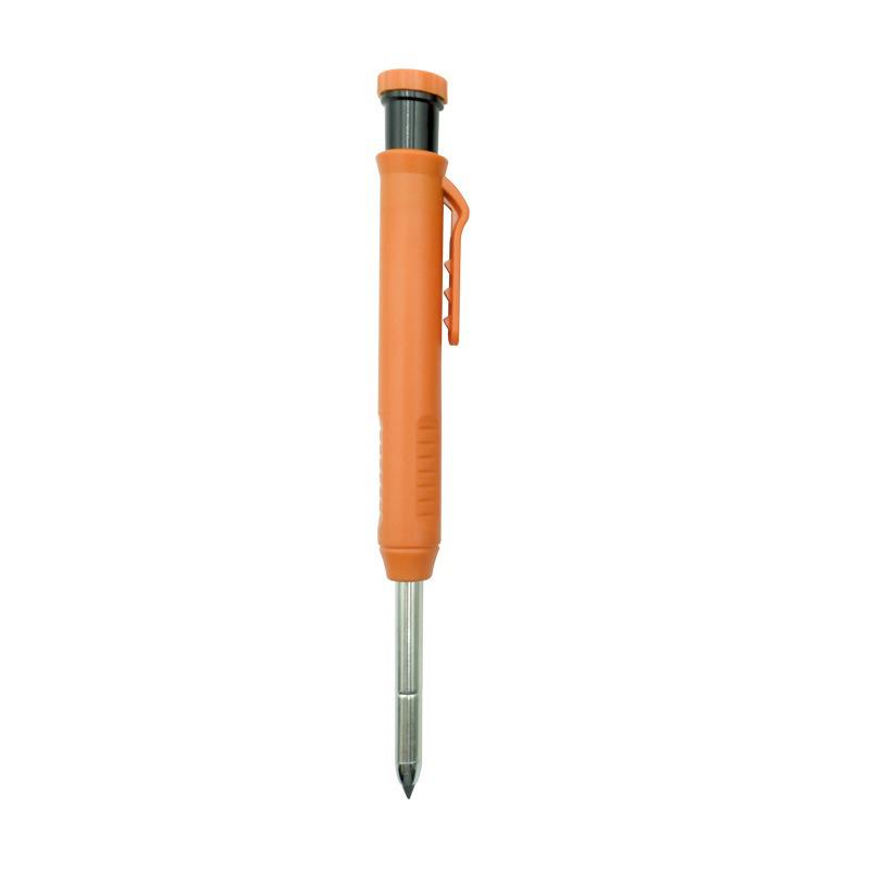Metal Deep Hole Woodworking Pencil with Quick-Drying Graphite Lead and Push-Button Design