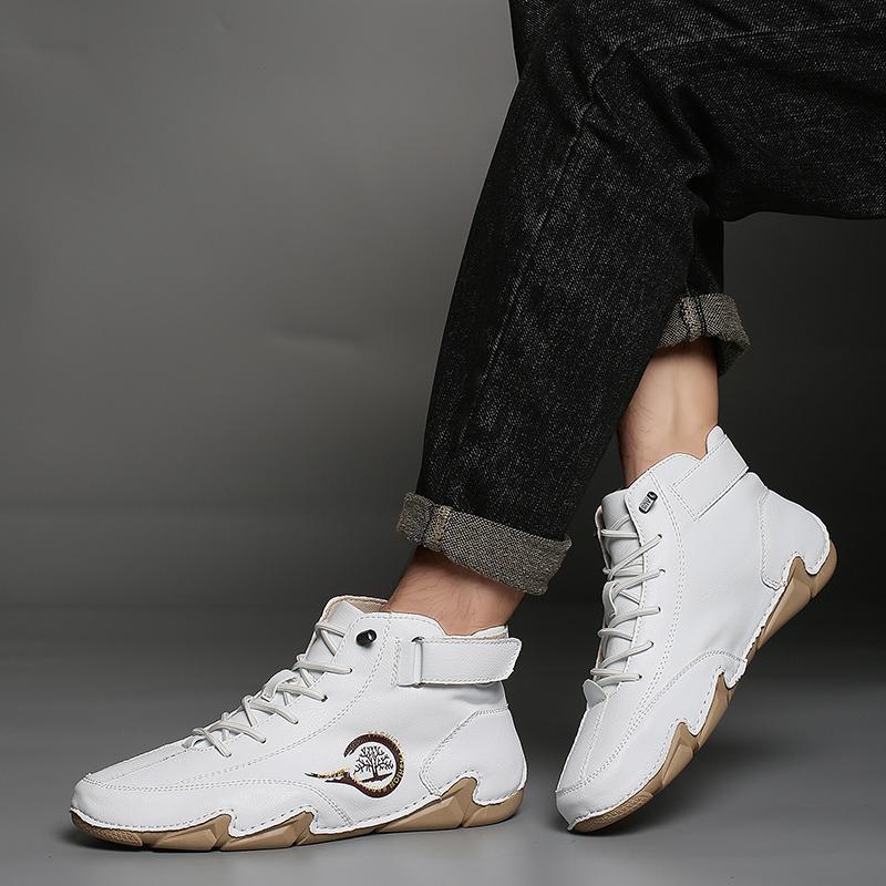 New Handmade Leather Men Boots Fashion Autumn Sneakers Breathable Design Men's Casual Shoes Outdoor Men Ankle Winter Boots