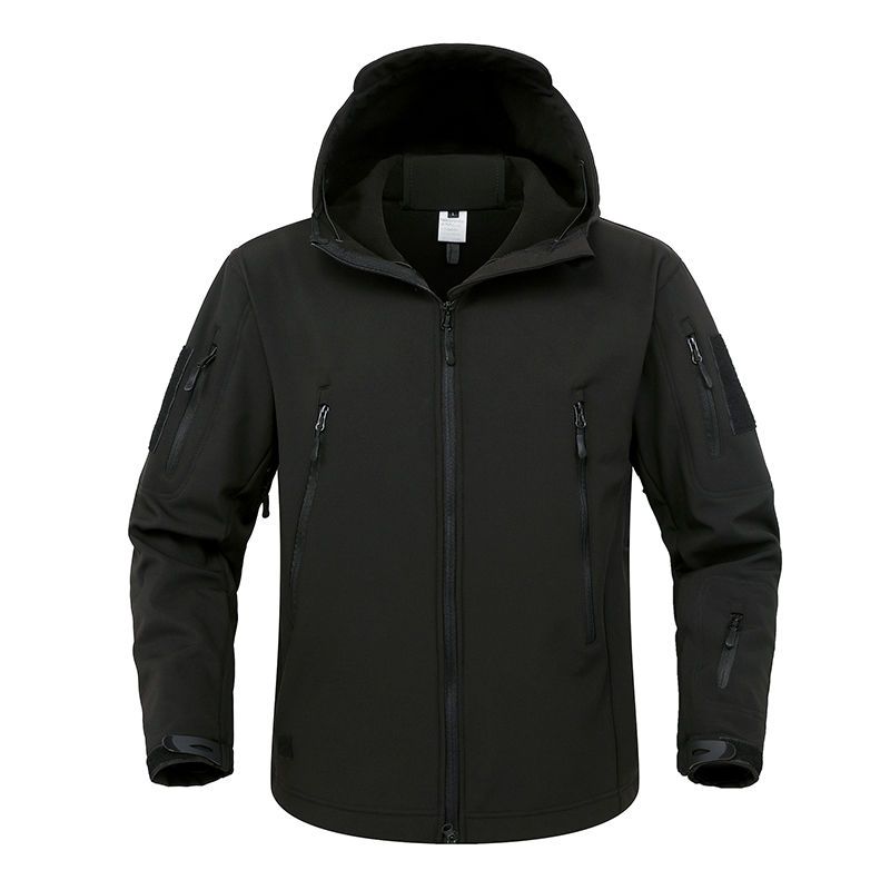 WTEMPO Large Size Soft Shell Waterproof Military Jacket Men Winter Warm Outdoor Hiking Hooded Camouflage Fleece Tactical Solid Oclor Coat