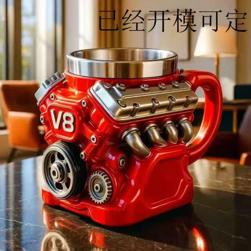 Engine V Cup V Creative Mug Resin Crafts High-end Niche Mechanical Engine Ornament