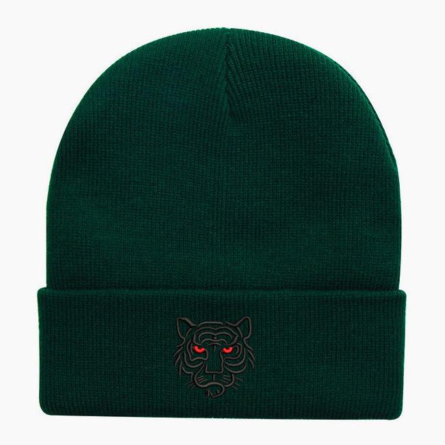 Tiger head embroidered wool knitted hat student outdoor men's and women's autumn and winter thermal hat pullover hat